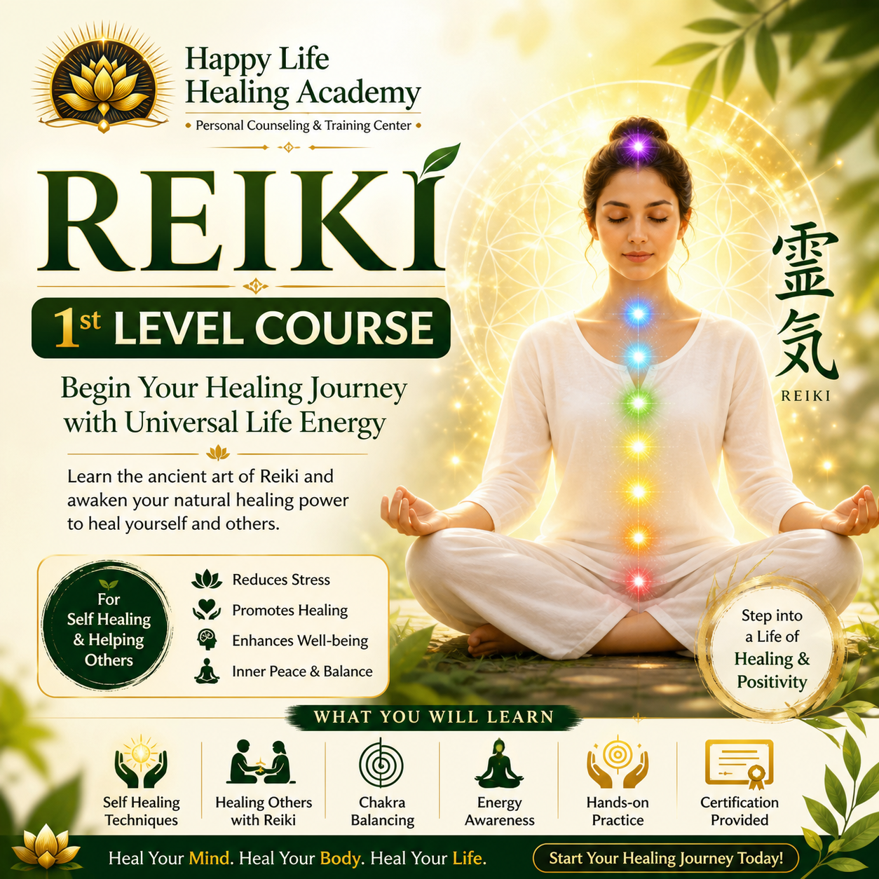 Reiki 1st Practitioner Level course